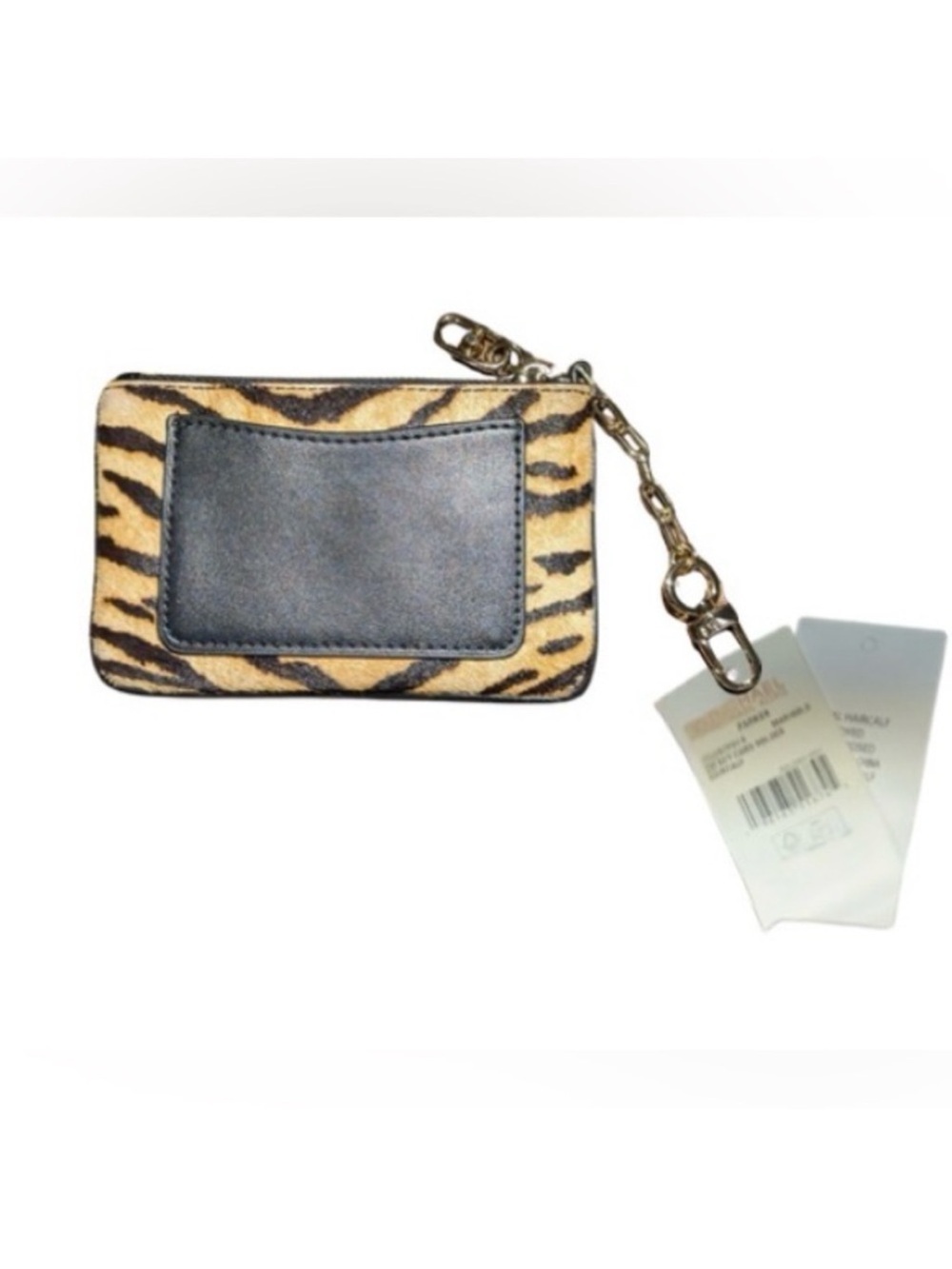 Michael Kors Parker Small Key Card Holder tigerprint calf hair marigold colorNWT - Picture 2 of 6